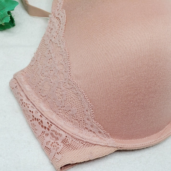 ZRE 23.08 38C Pink Peach Bra Smooth Lace Light Padding Underwire - Picture 3 of 6